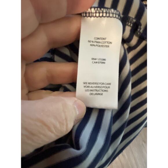 Travis Mathew Merion Golf Club Stripe Polo Shirt Mens Size Medium Navy Blue - Picture 6 of 6